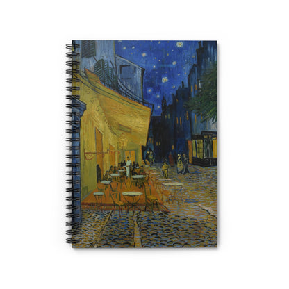 cafe terrace at night Spiral Notebook - Ruled Line