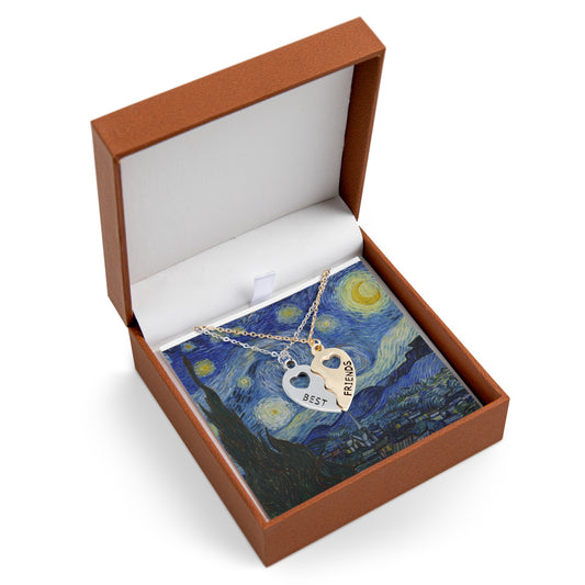 BFF Half Heart Necklace Starry night by van gogh