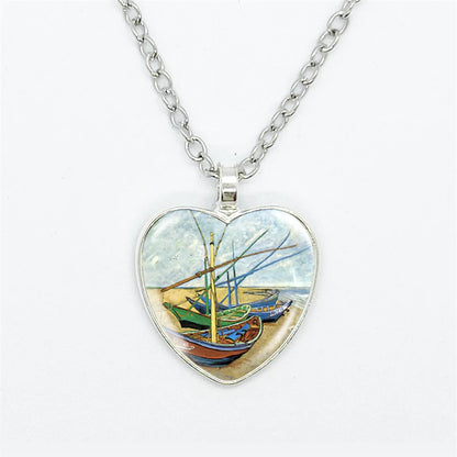 Van Gogh Art  Heart Necklace