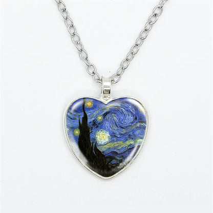 Van Gogh Art  Heart Necklace