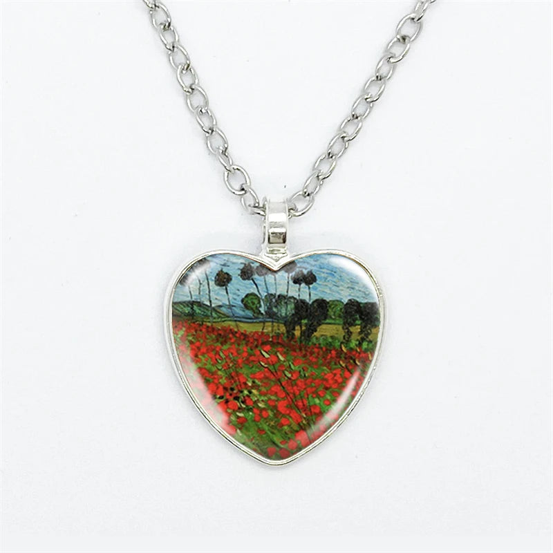 Van Gogh Art  Heart Necklace