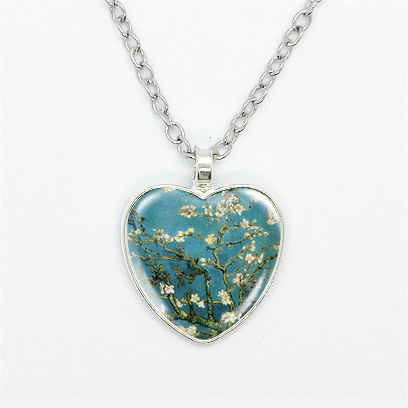 Van Gogh Art  Heart Necklace