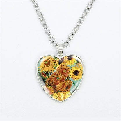 Van Gogh Art  Heart Necklace