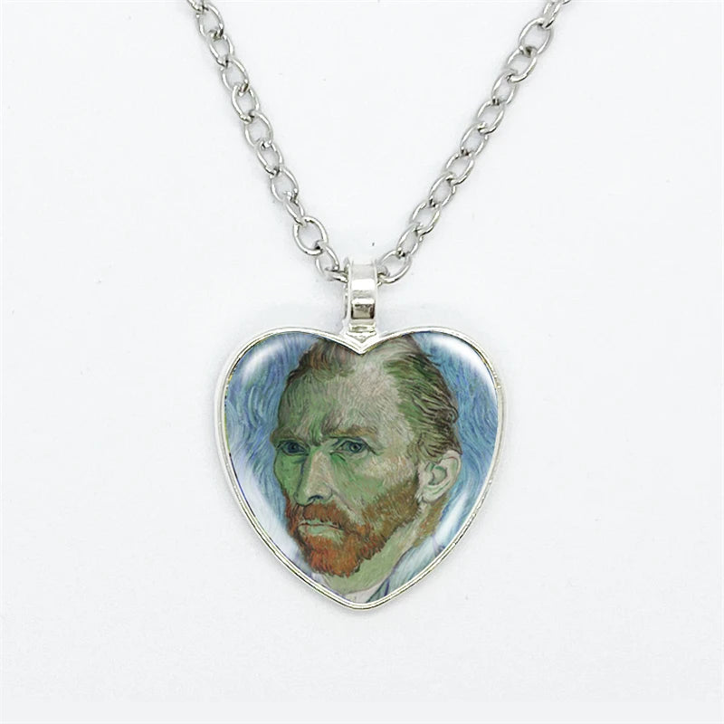 Van Gogh Art  Heart Necklace