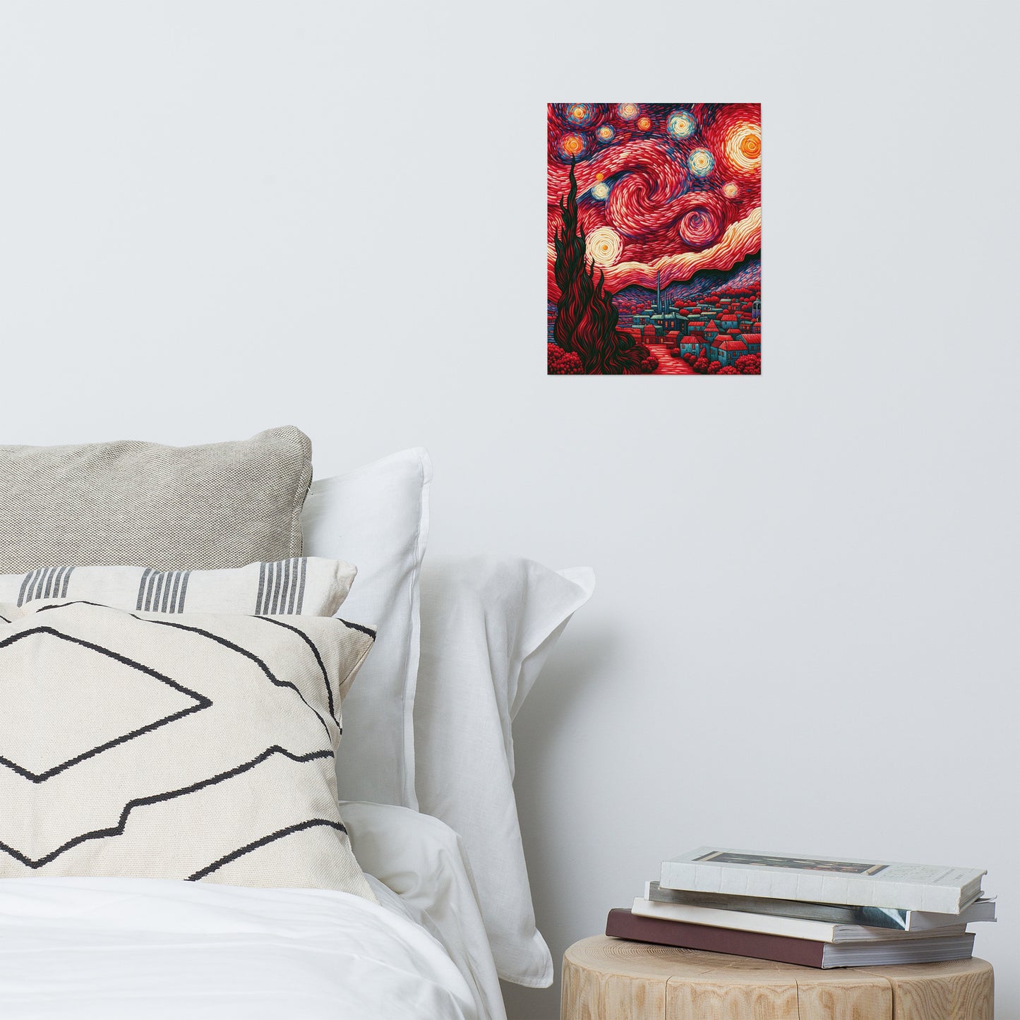 Red Starry Night Poster