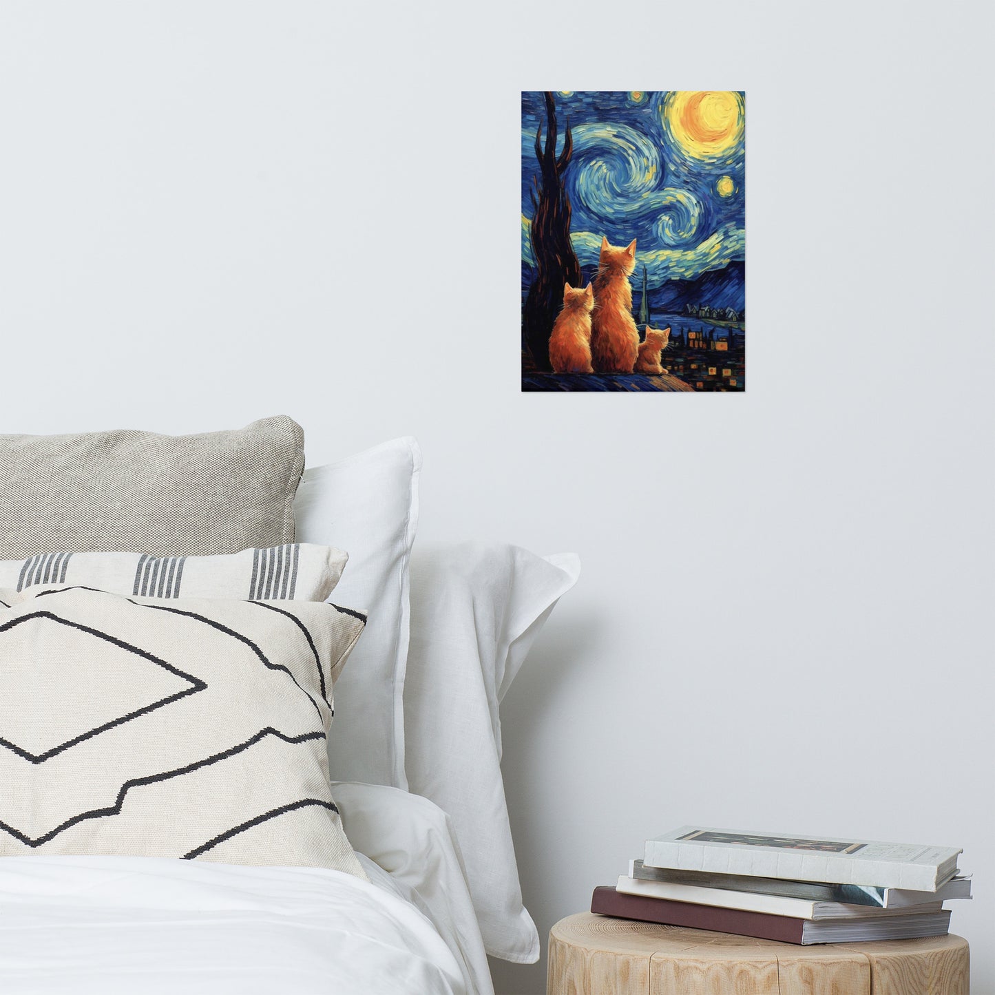 Cats at the Starry Night Poster