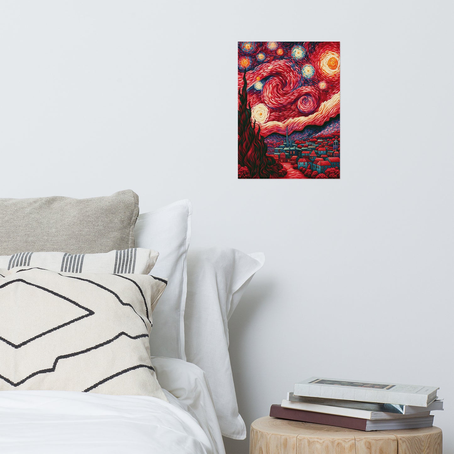 Red Starry Night Poster