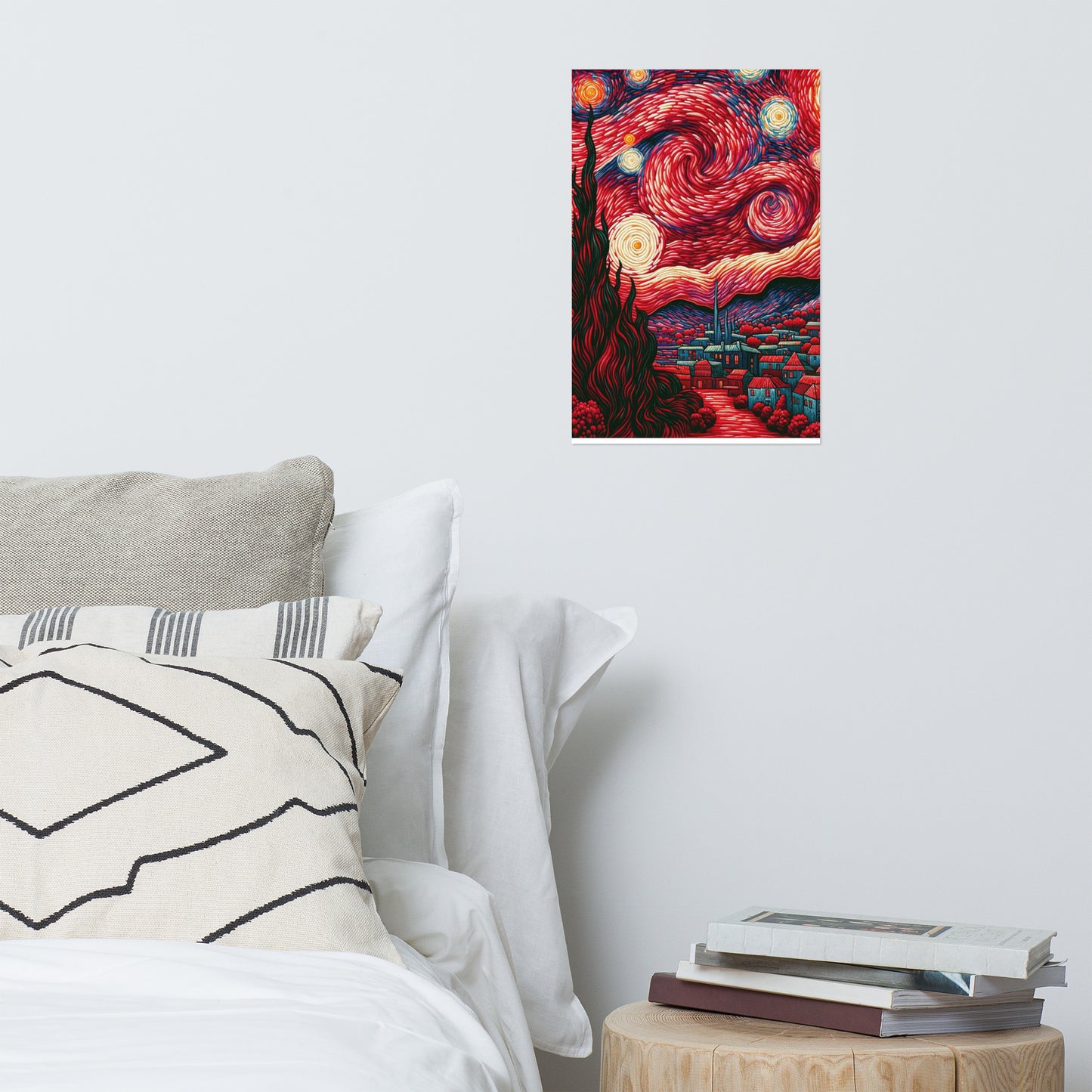 Red Starry Night Poster