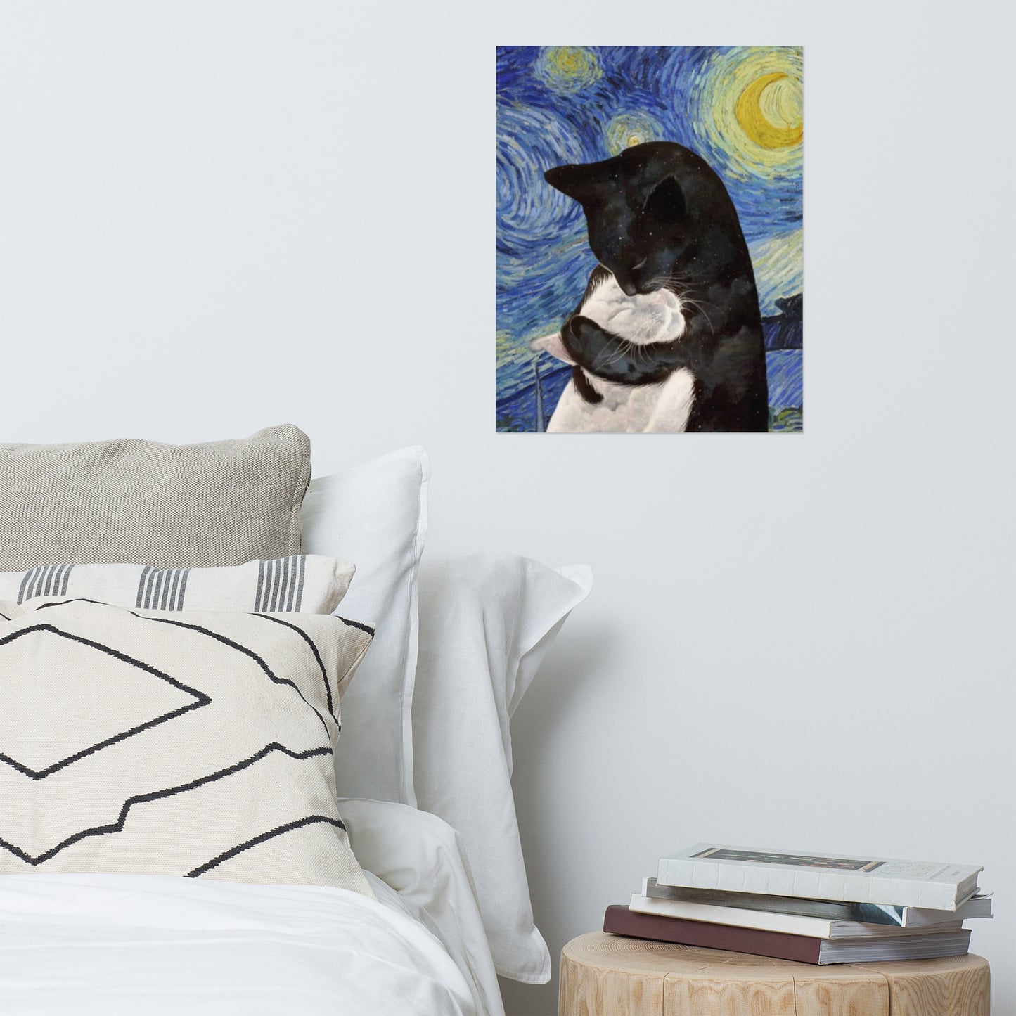 Cats lover at starry night Poster