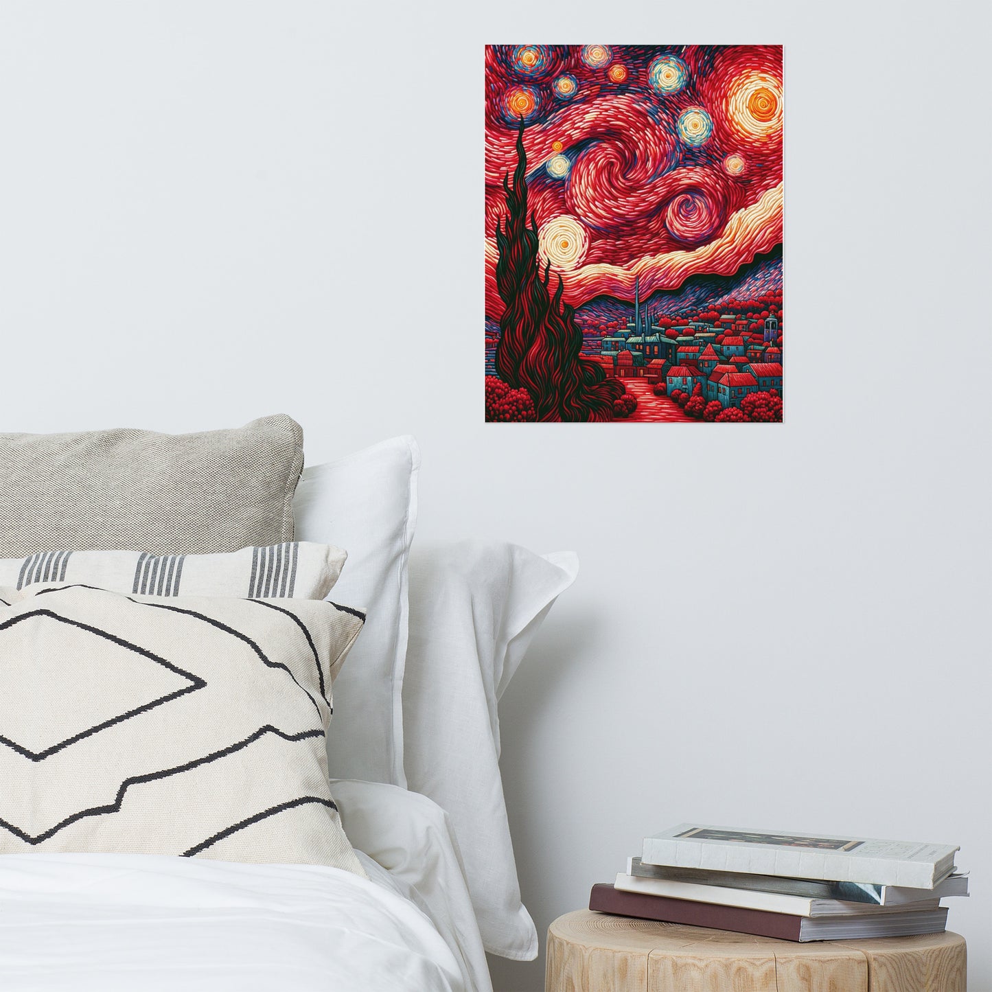 Red Starry Night Poster