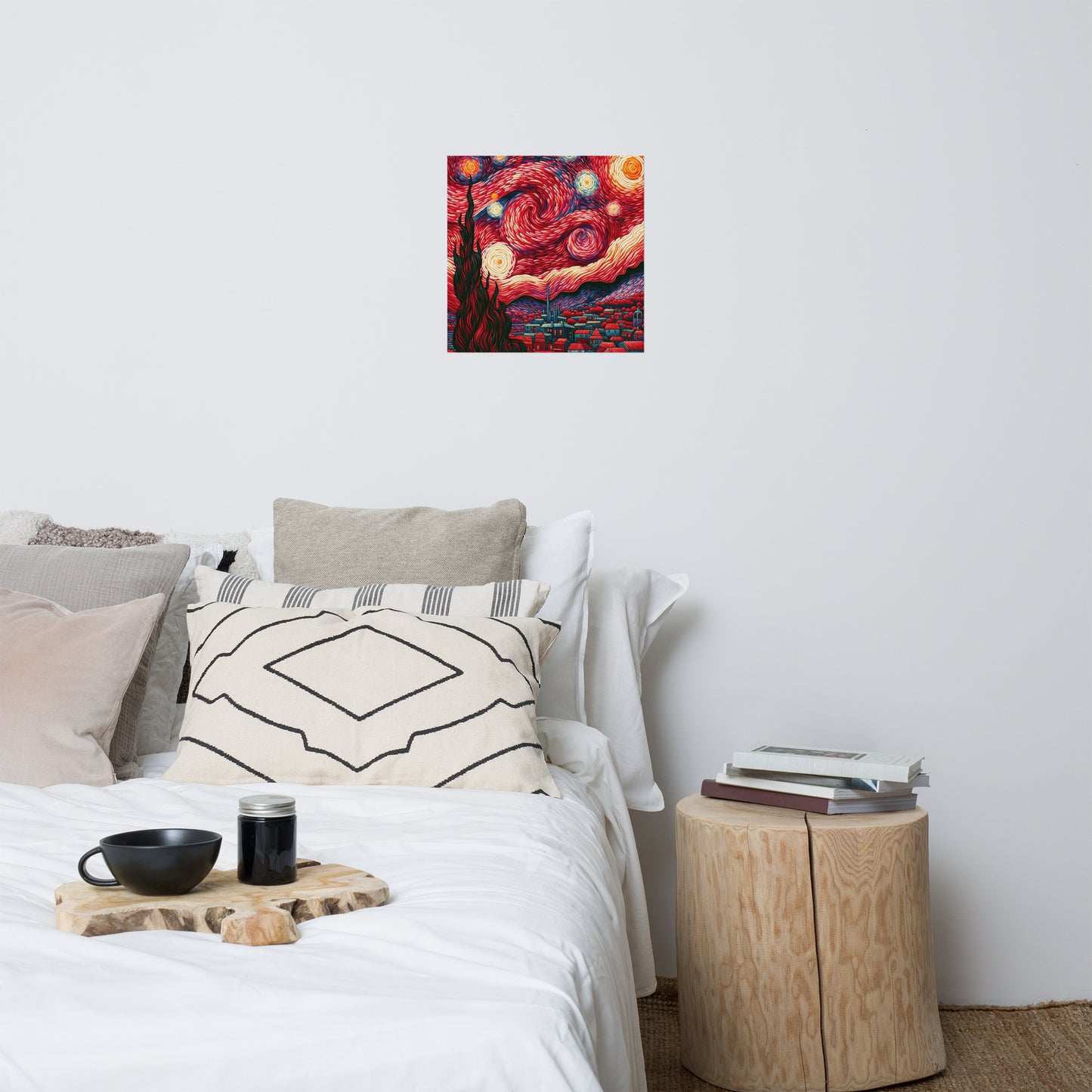 Red Starry Night Poster