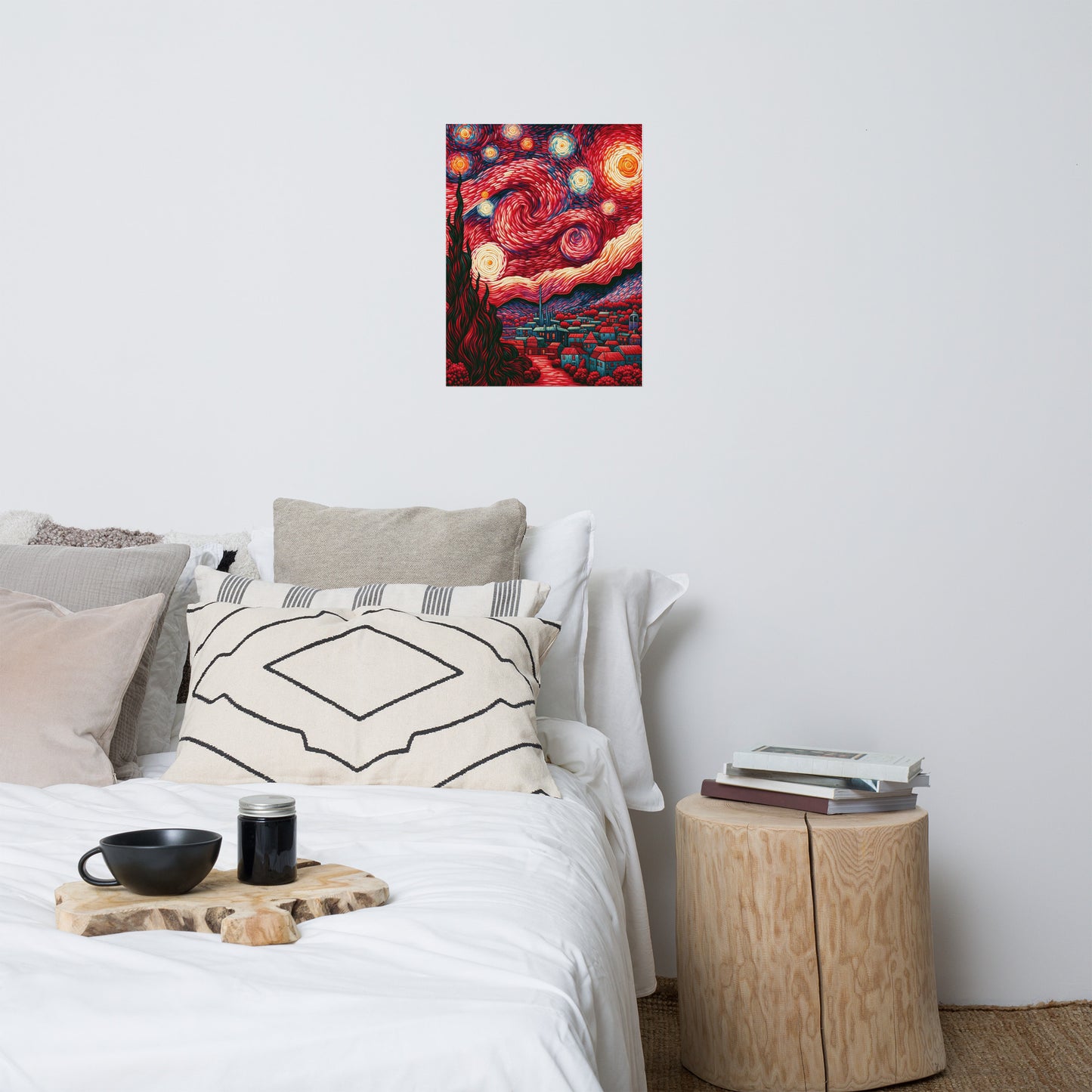 Red Starry Night Poster