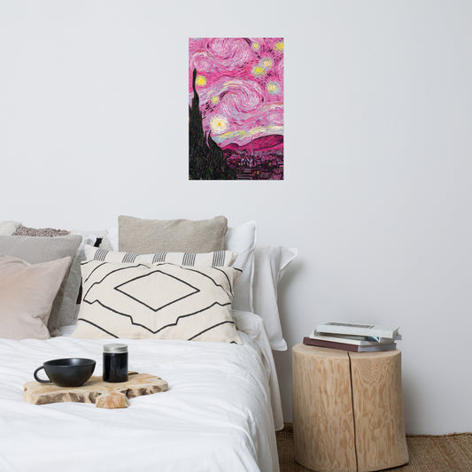 Pink Starry Night  Poster