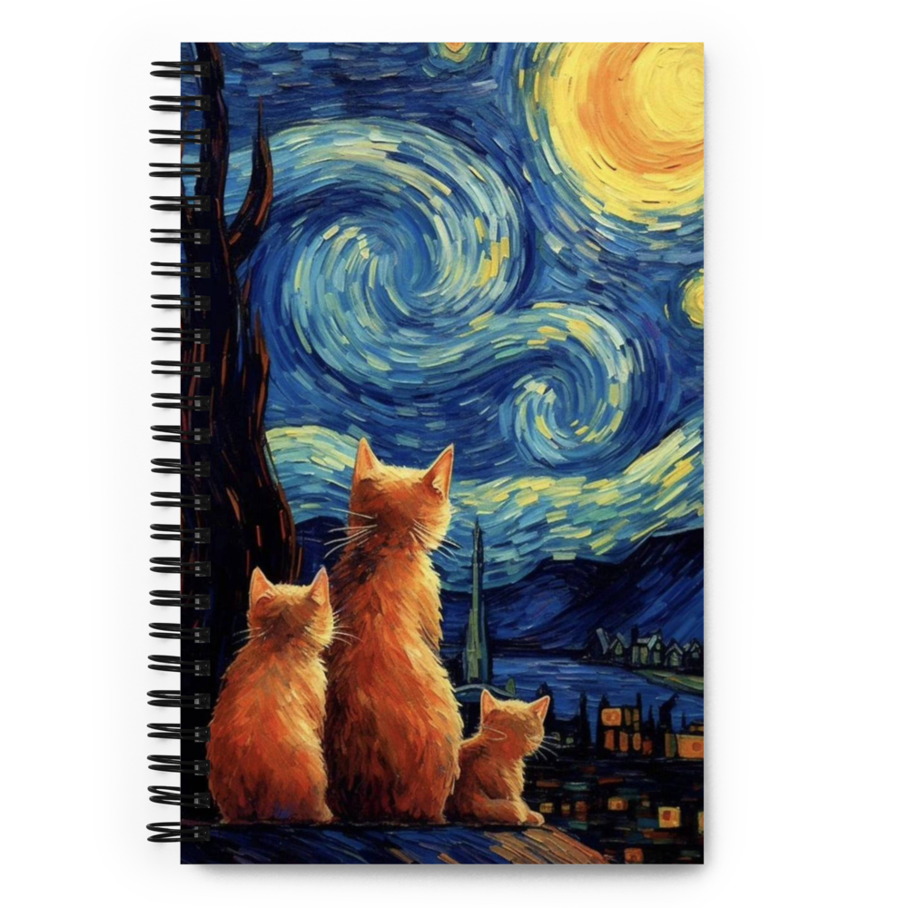 Cats With starry night notebook