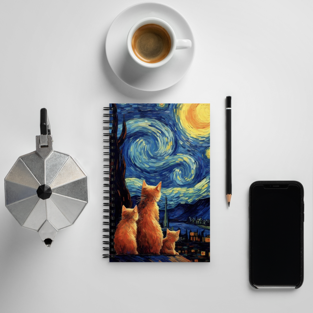 Cats With starry night notebook