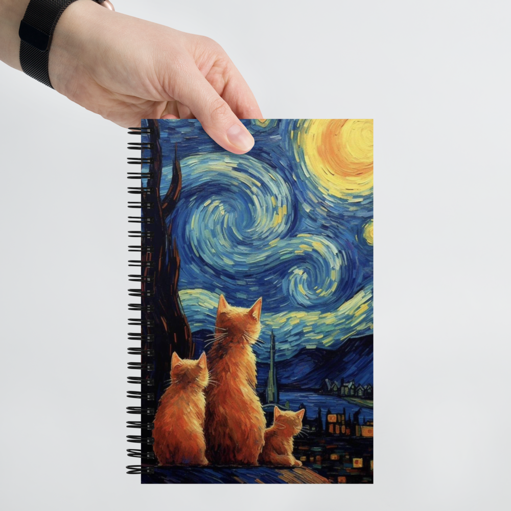 Cats With starry night notebook