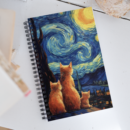 Cats With starry night notebook