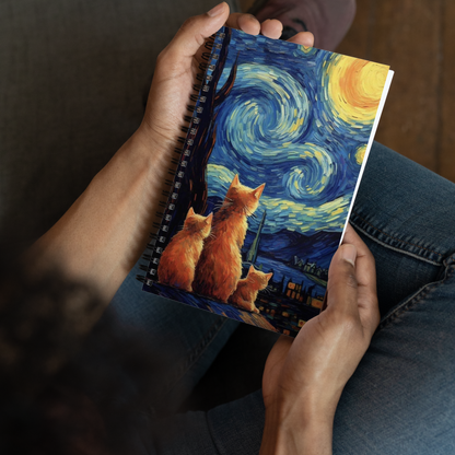 Cats With starry night notebook