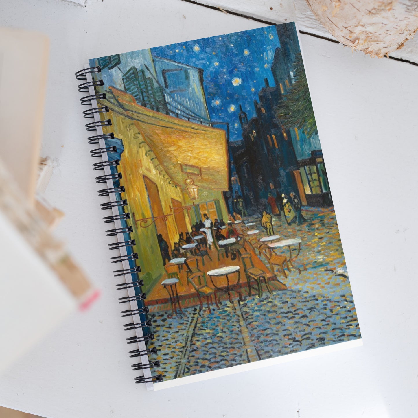 Cafe terrace at night Spiral notebook