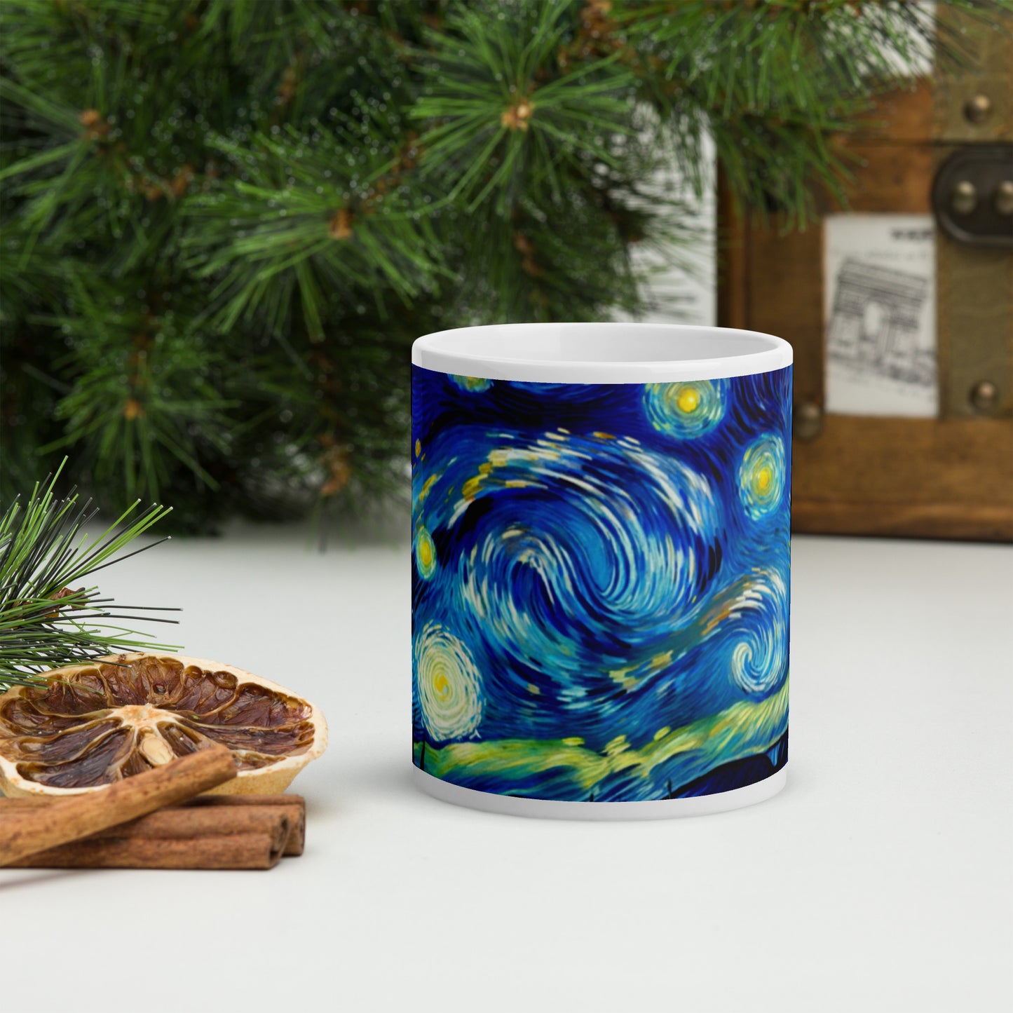 Starry night White glossy mug