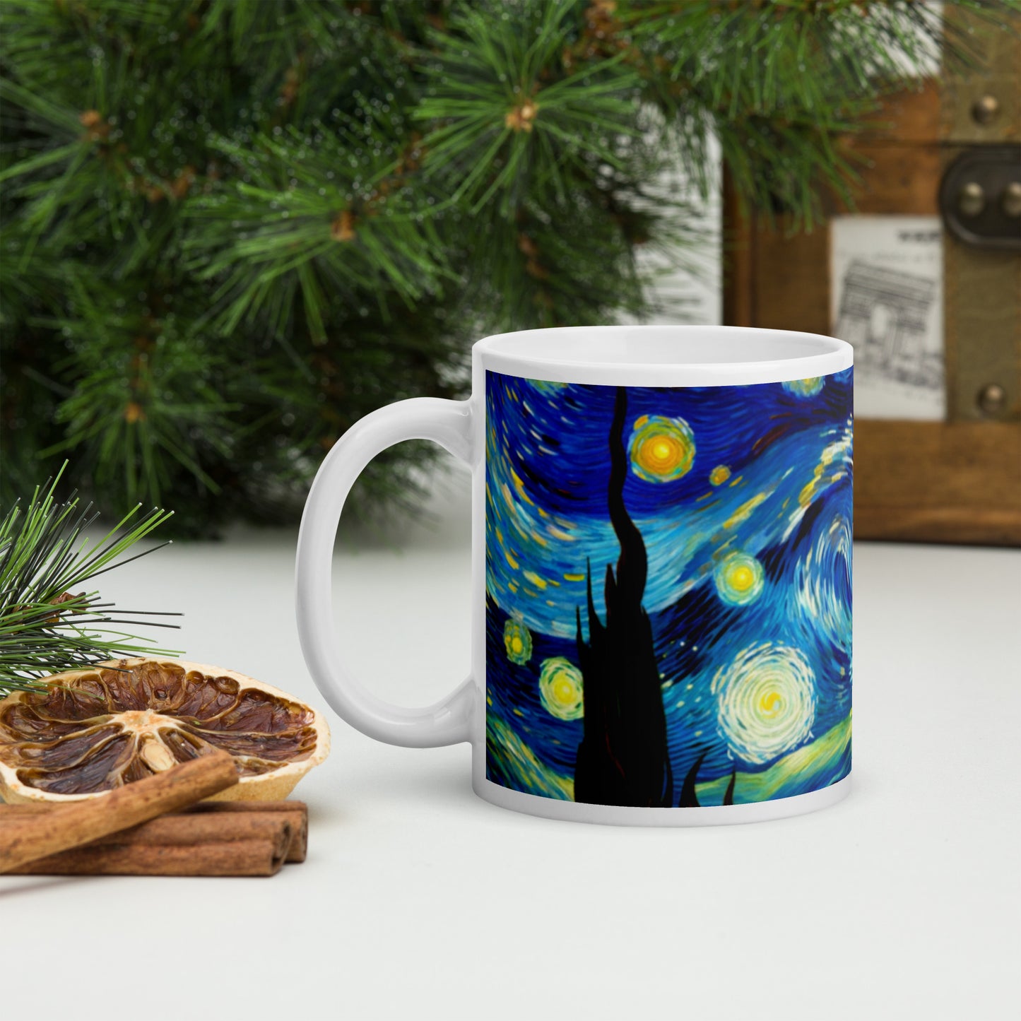 Starry night White glossy mug