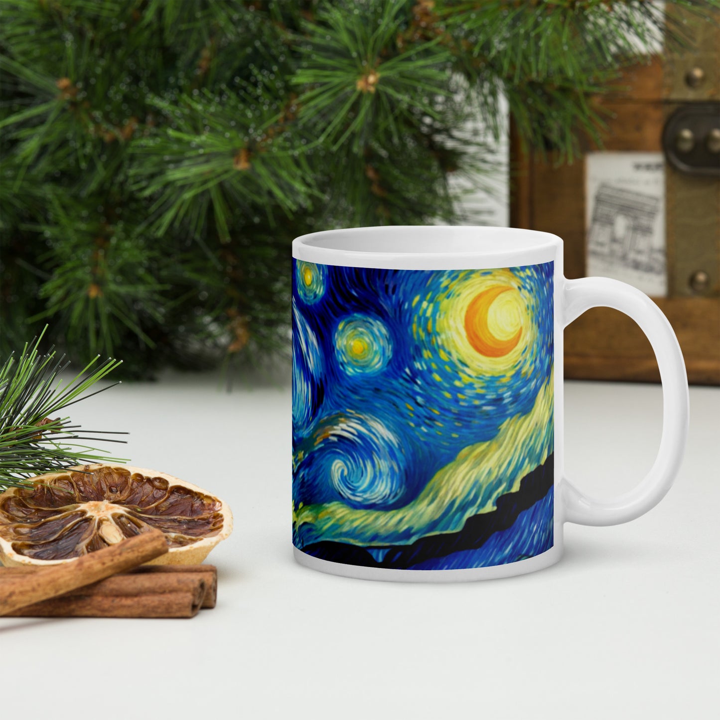 Starry night White glossy mug