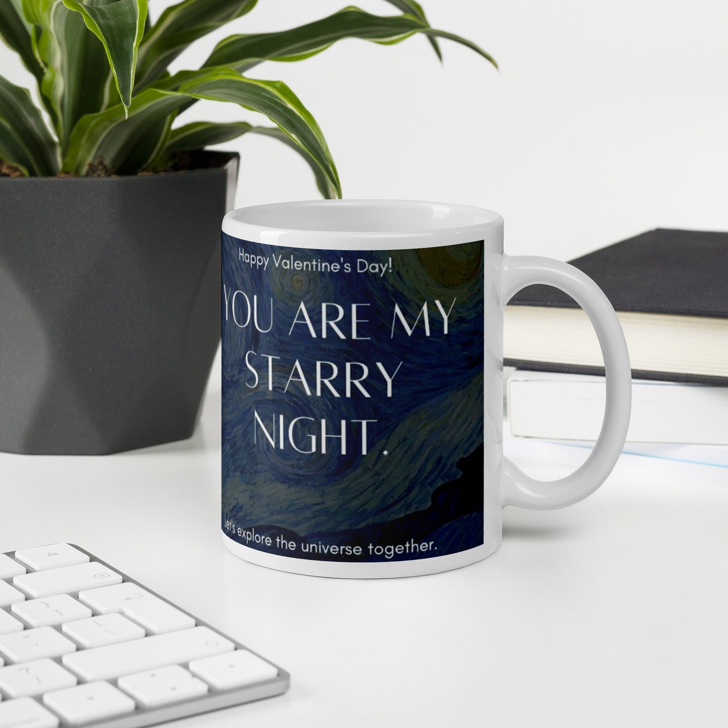 starry night White glossy mug