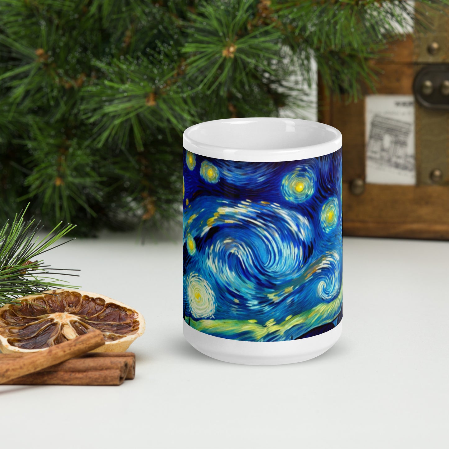 Starry night White glossy mug