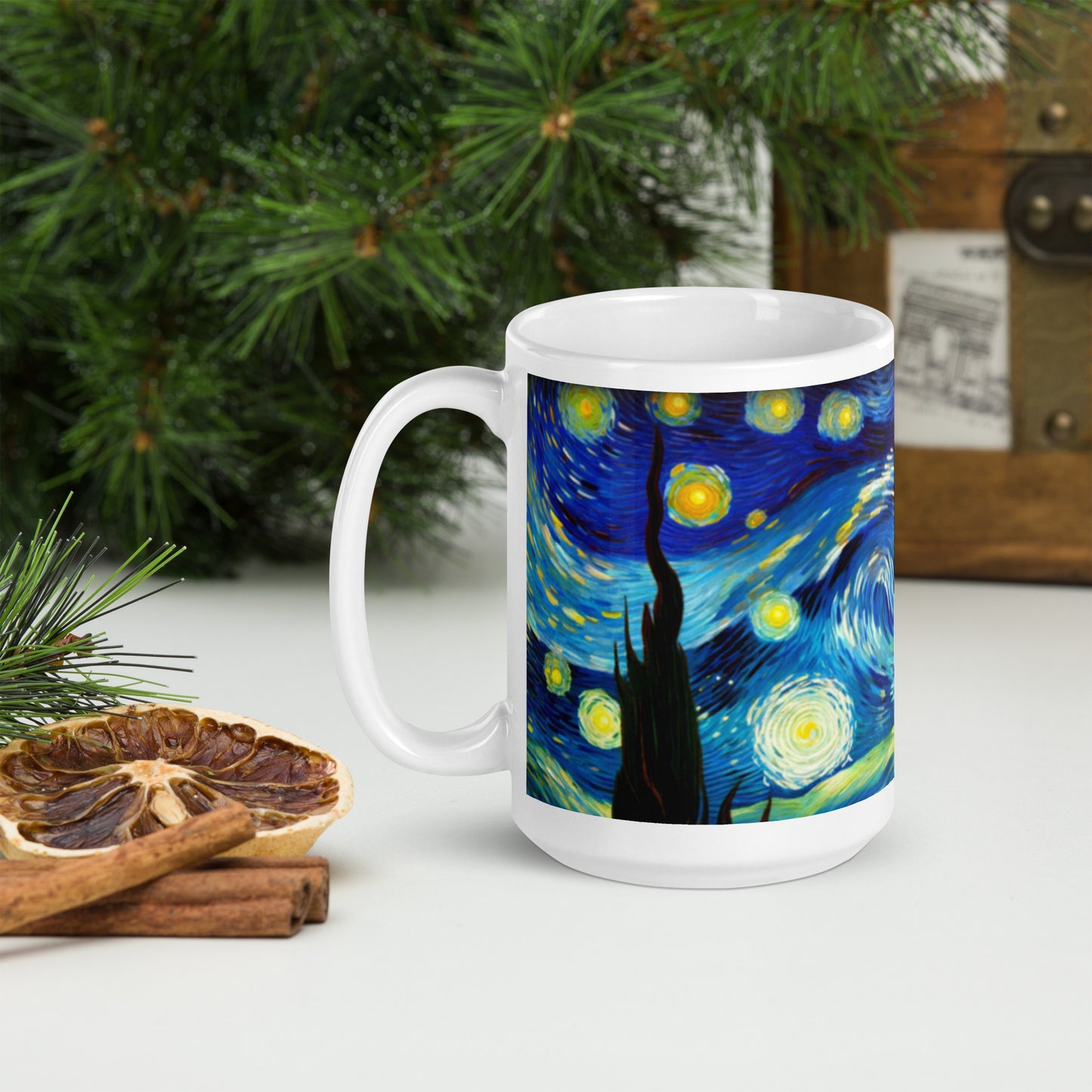 Starry night White glossy mug