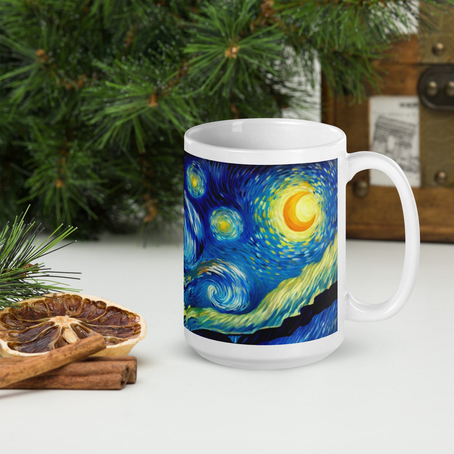 Starry night White glossy mug