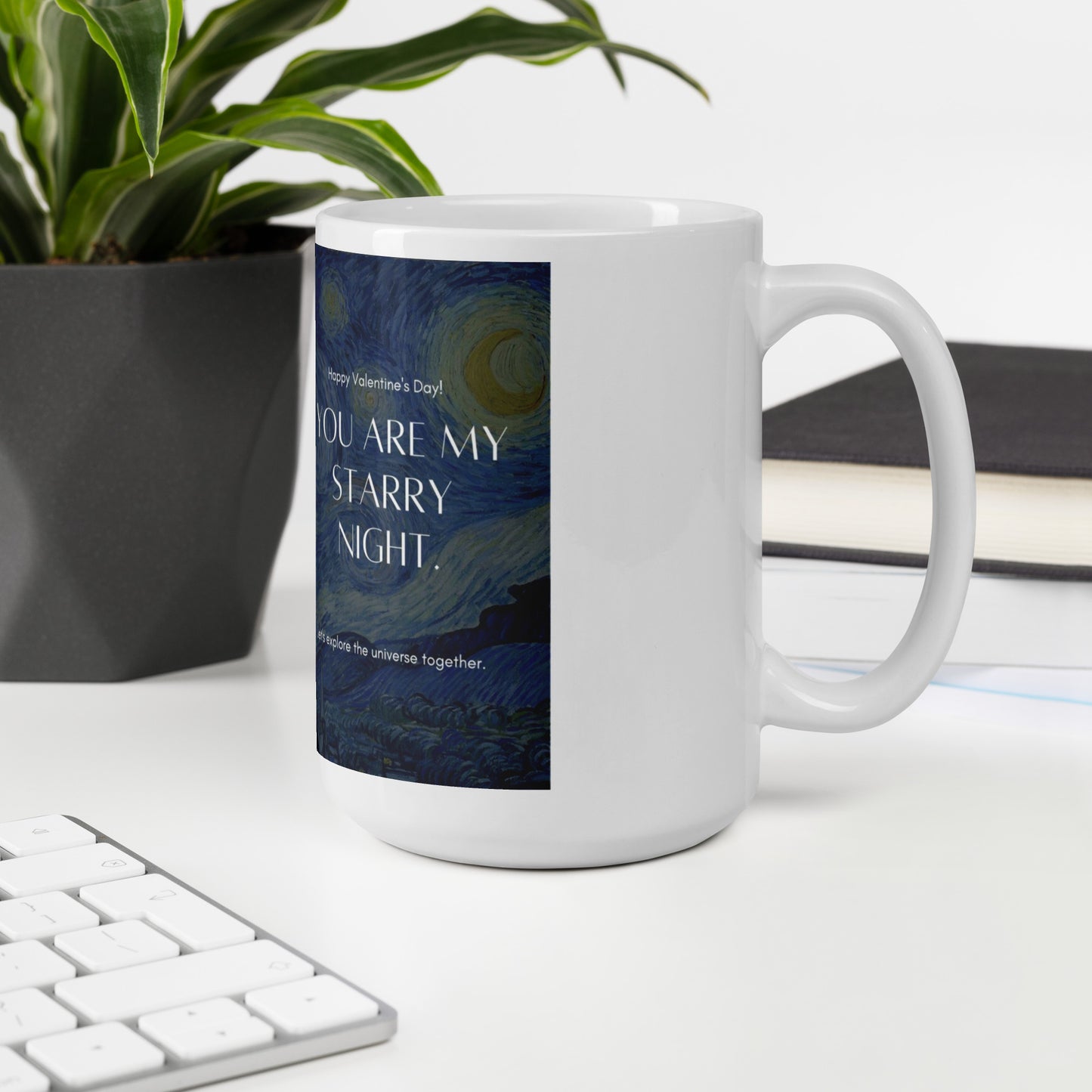 starry night White glossy mug