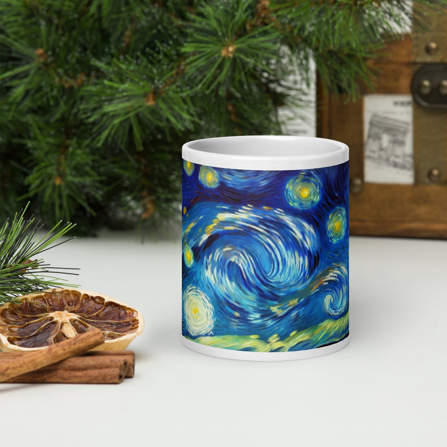 Starry night White glossy mug