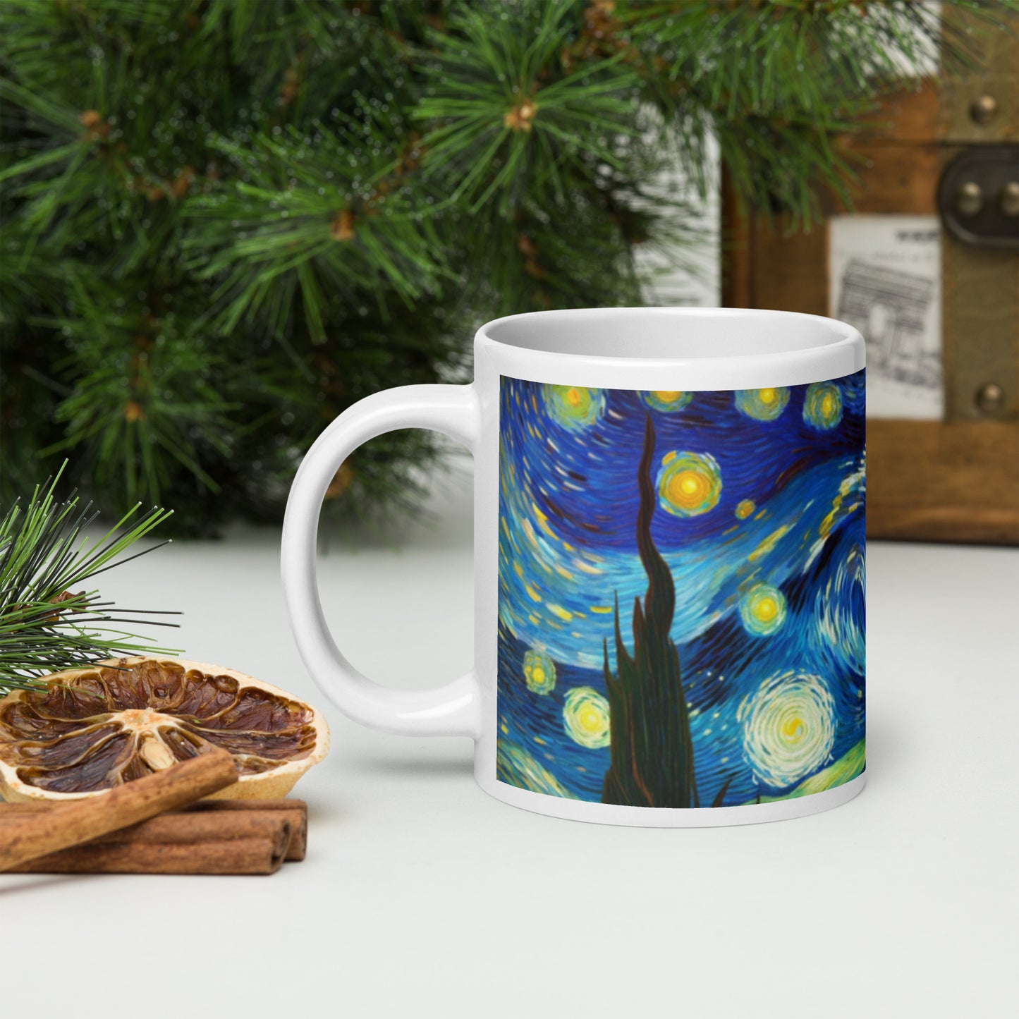 Starry night White glossy mug