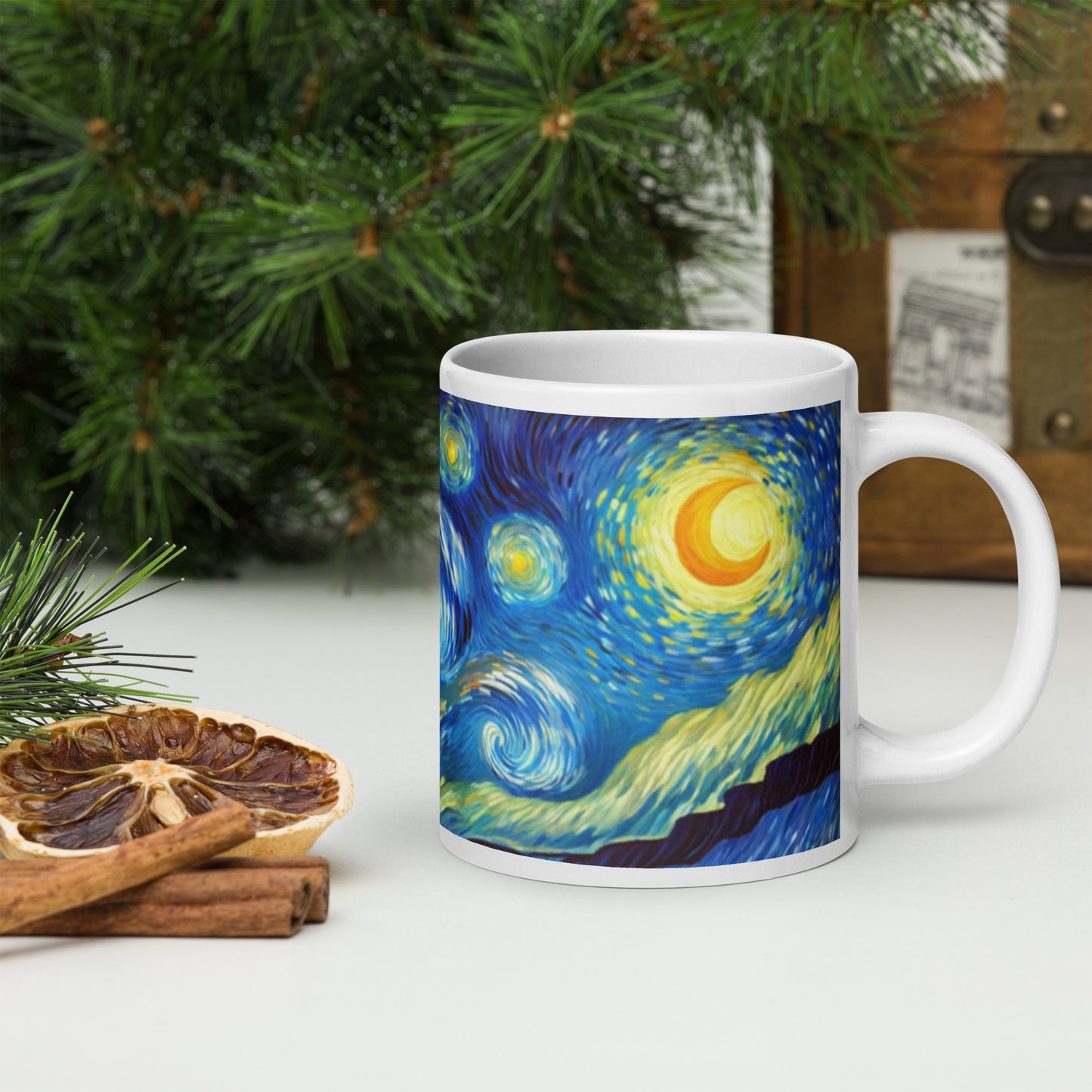 Starry night White glossy mug