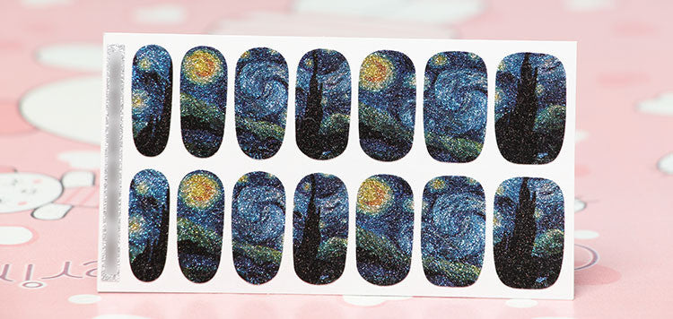 14pcs Nail Sticker Glitter Starry Night