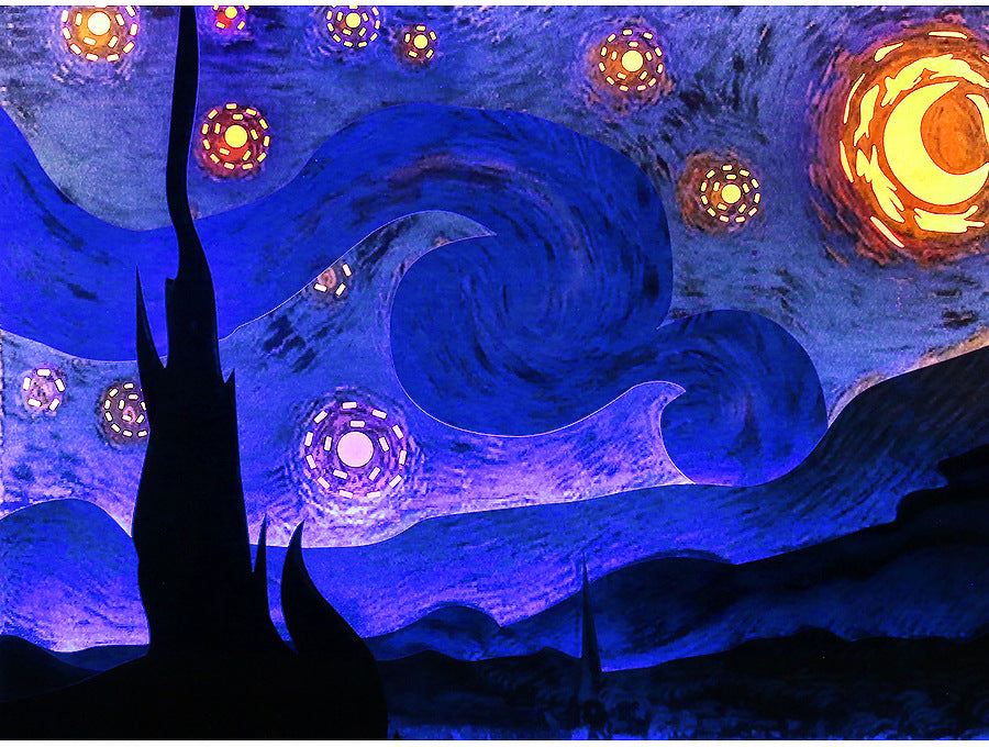 Bright Starry Night Paper Carving Lamp