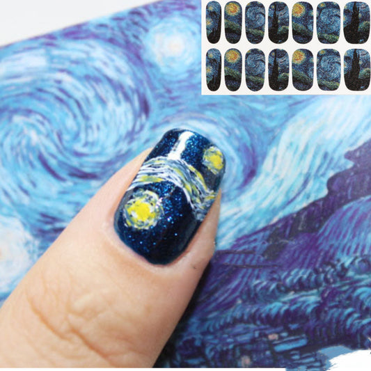 14pcs Nail Sticker Glitter Starry Night