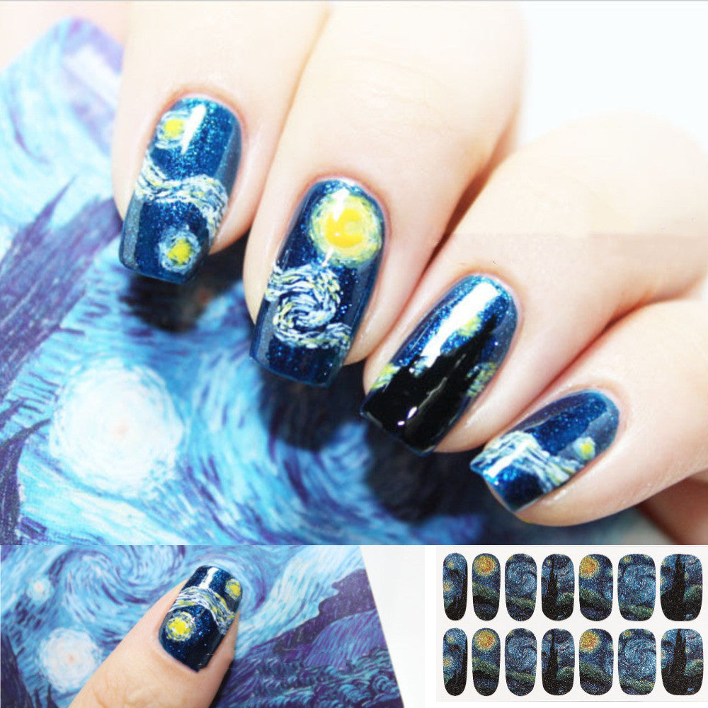 14pcs Nail Sticker Glitter Starry Night