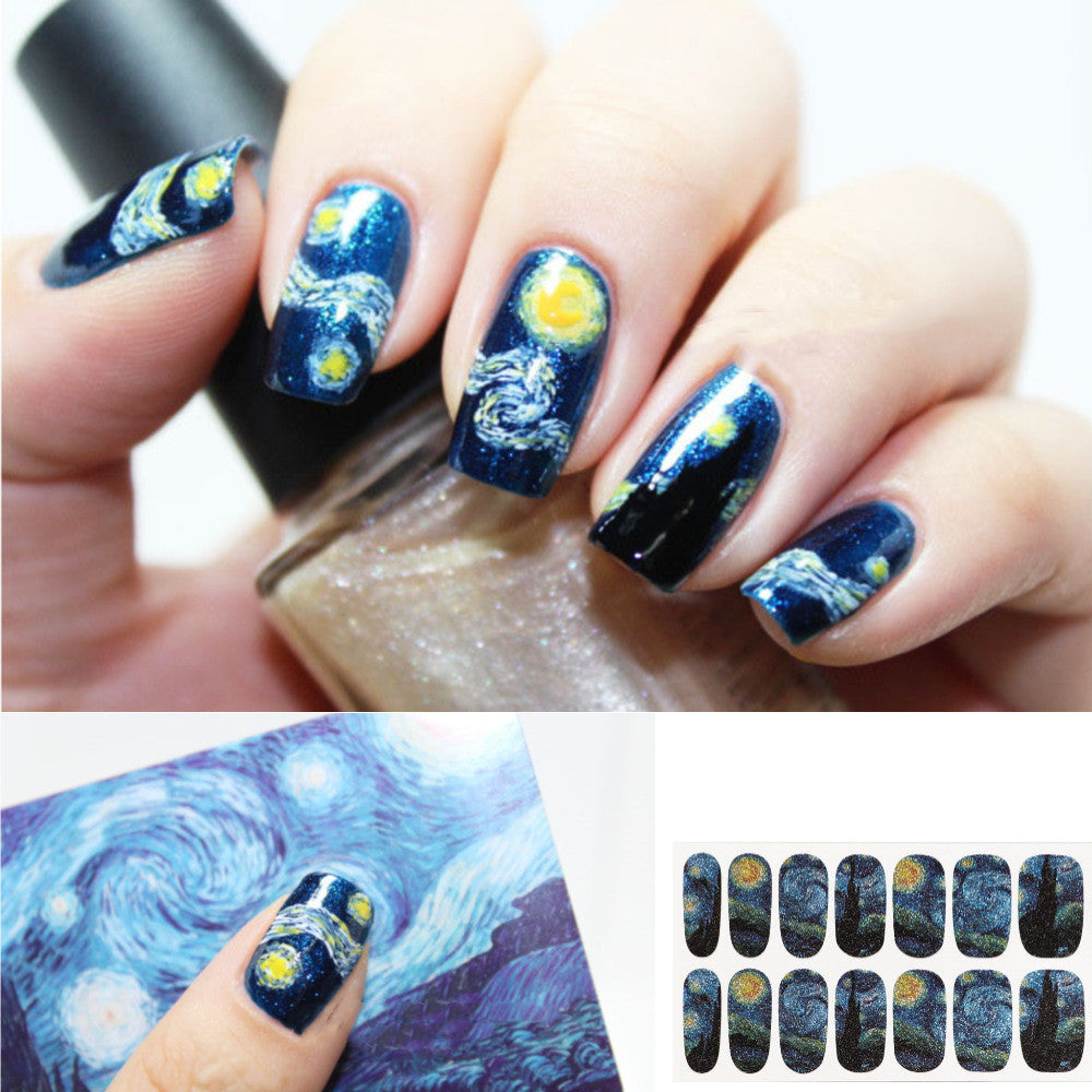 14pcs Nail Sticker Glitter Starry Night