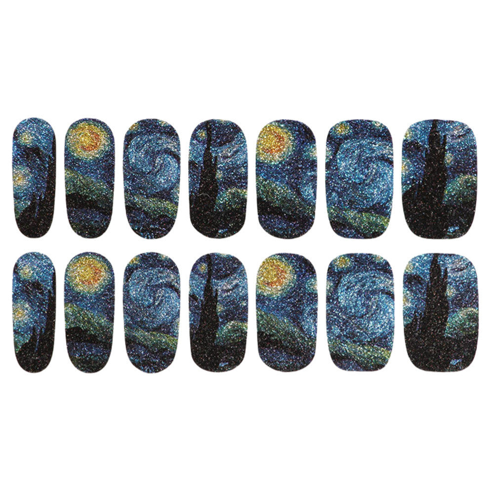 14pcs Nail Sticker Glitter Starry Night