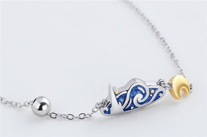 Silver starry night necklace