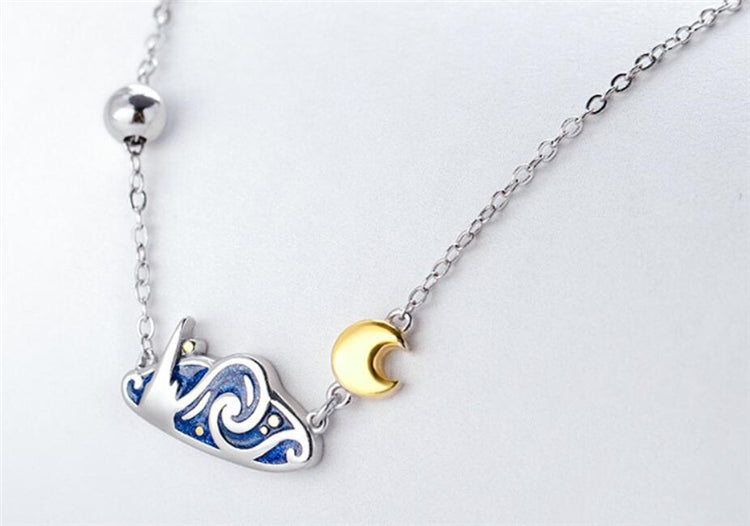 Silver starry night necklace