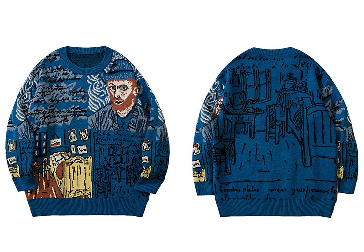 Sweater Van Gogh Graffiti Print Sweater