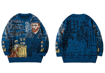 Sweater Van Gogh Graffiti Print Sweater