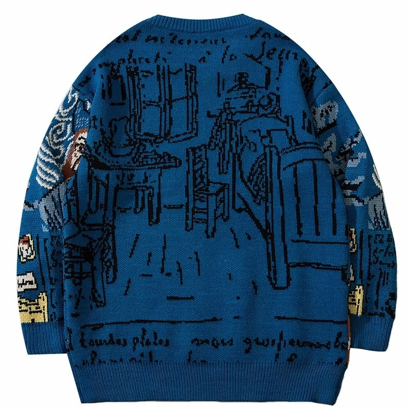 Sweater Van Gogh Graffiti Print Sweater