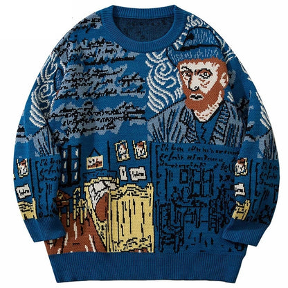 Sweater Van Gogh Graffiti Print Sweater