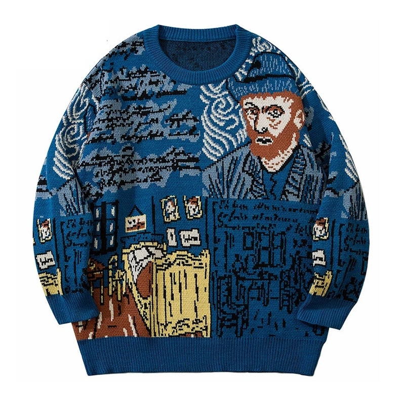 Sweater Van Gogh Graffiti Print Sweater