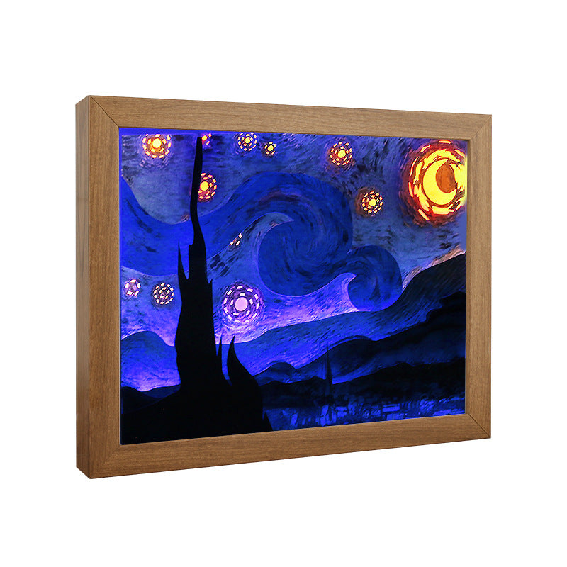 Bright Starry Night Paper Carving Lamp