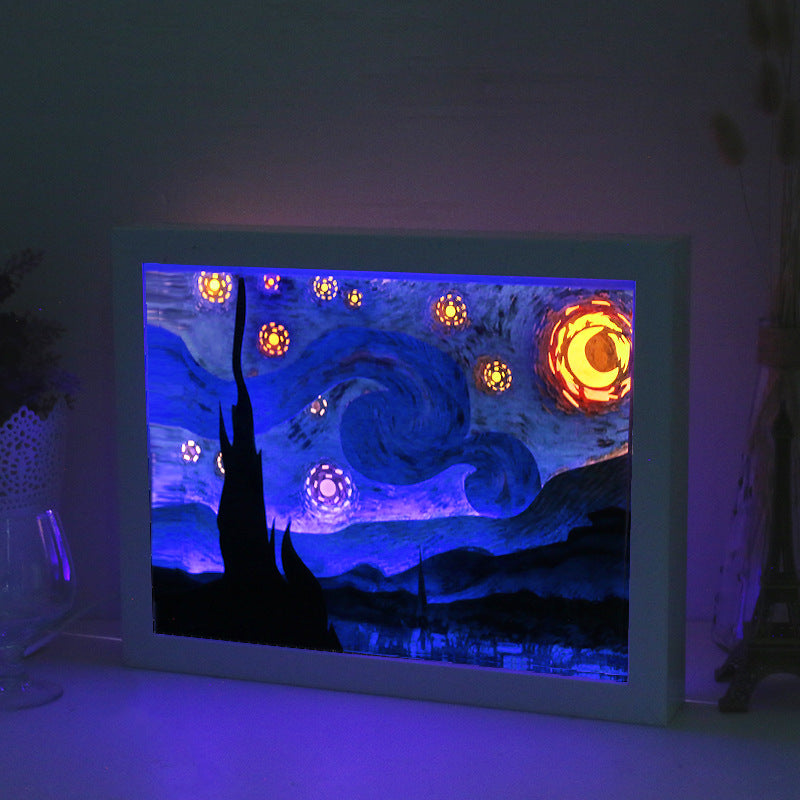 Bright Starry Night Paper Carving Lamp