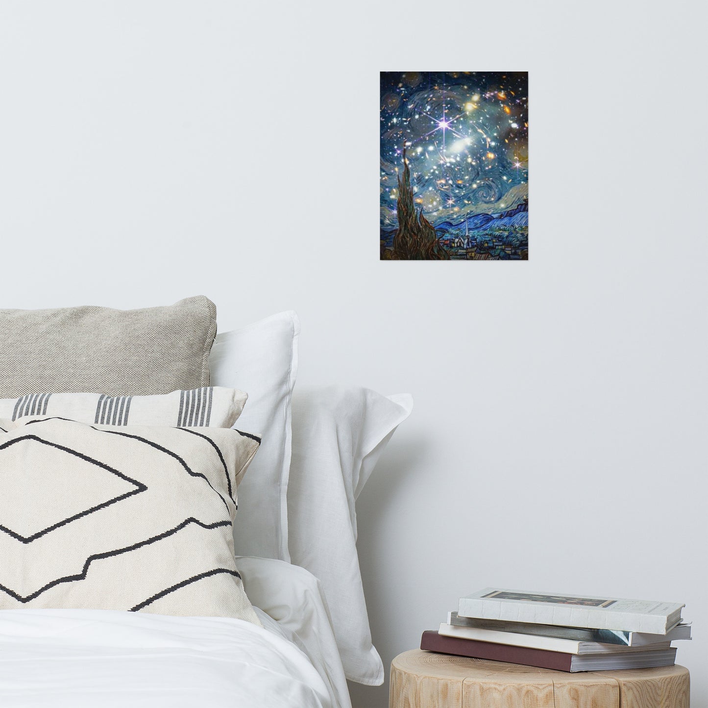 starry night with the image from the James Webb Telescope